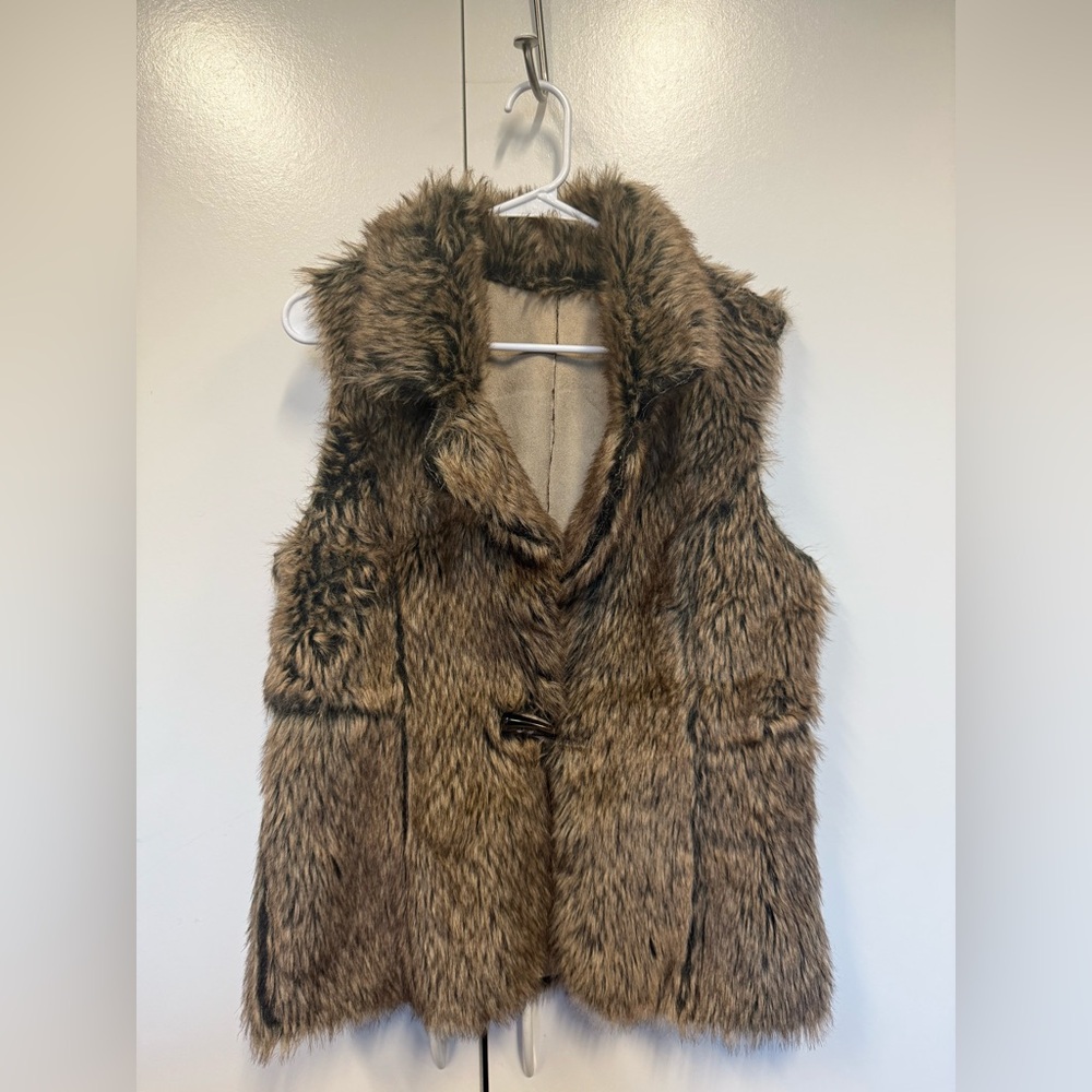 Reversible suede and faux fur vest.  Boho.  Halloween Costume. Medium